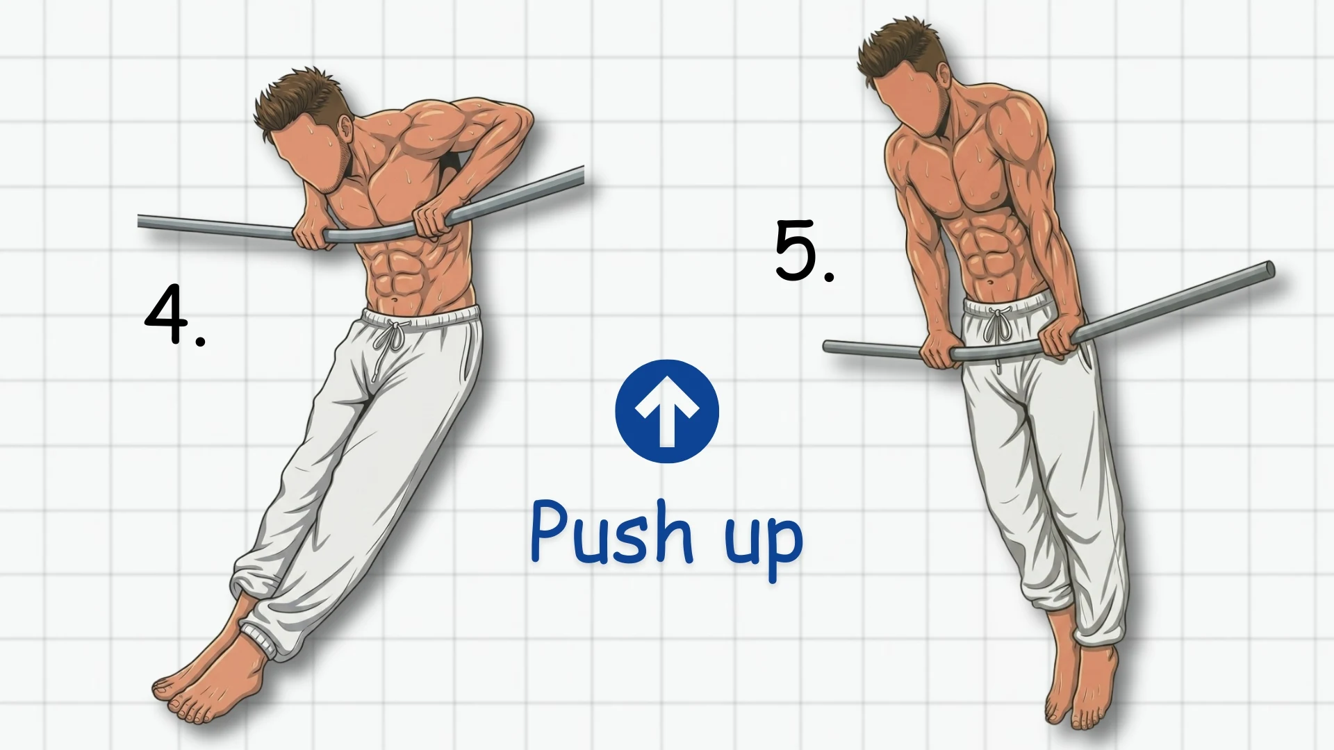 Pressing out of a straight-bar dip, from chest low on the bar to arms locked out with the hips at bar height.